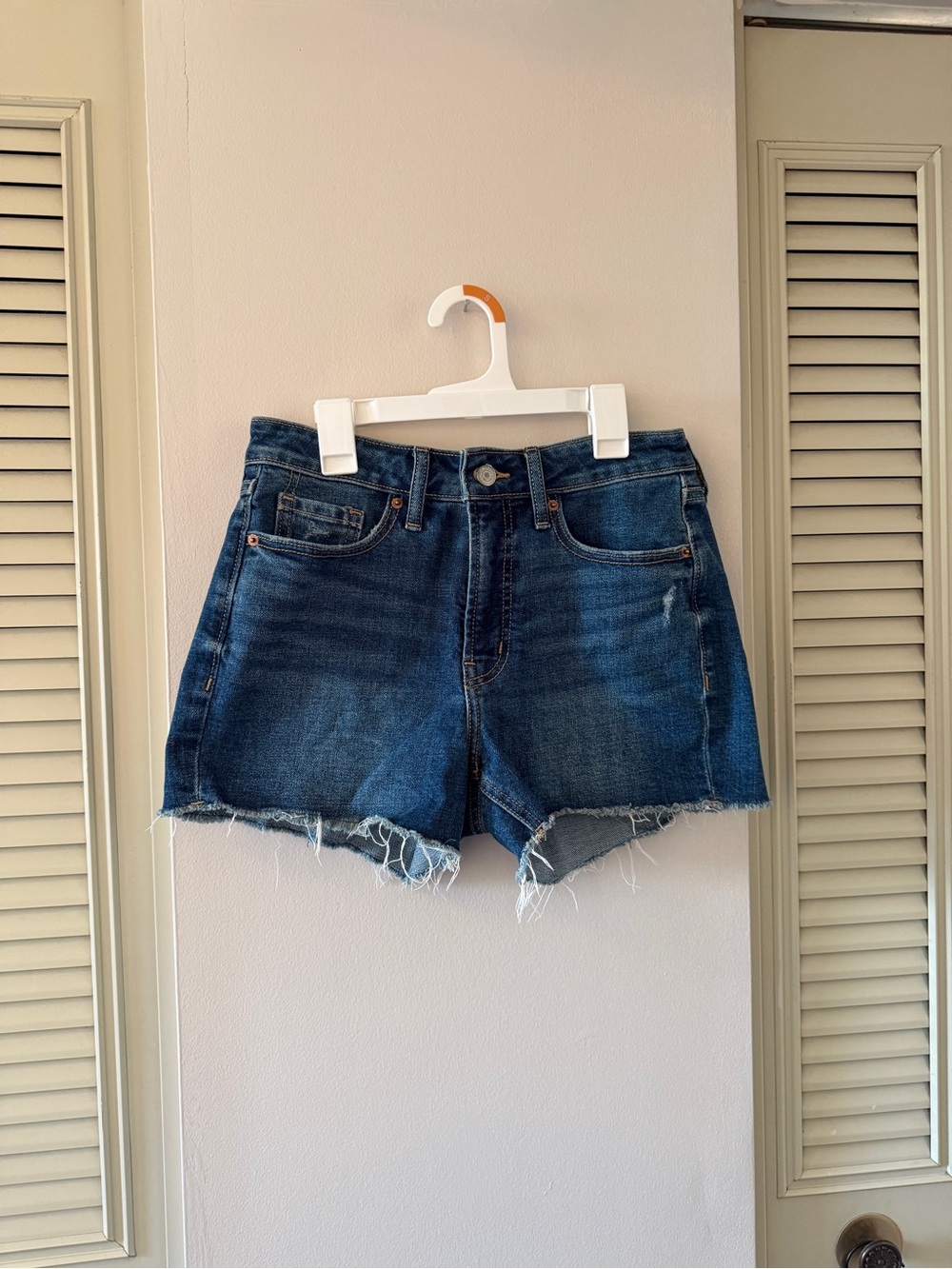 Old Navy Dark Blue Frayed Hem Denim Shorts